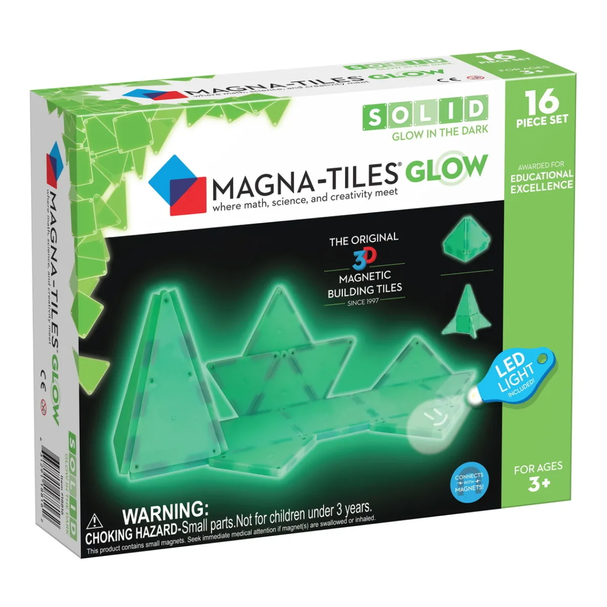 MagnaTiles Magna-tiles Glow 16 – självlysande magnetbitar som får skapelser att lysa! | Barn Magnetleksaker