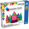 MagnaTiles Magna-tiles 32 st – innovativa, färgglada och transparenta byggklossar med inbyggda magneter | Barn Magnetleksaker