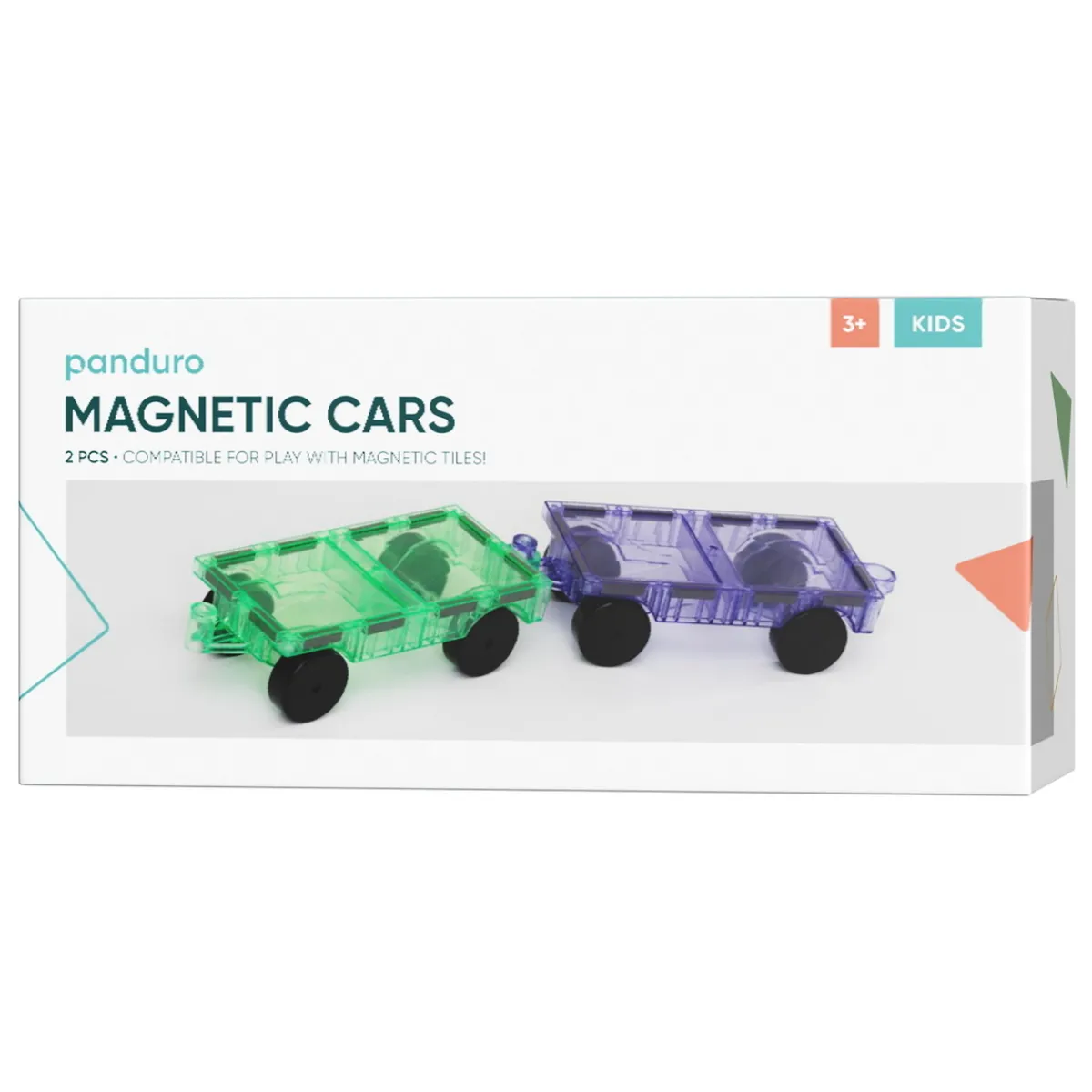 Panduro Hobby Magnetic Tiles bilar 2-pack, bygg tuffa fordon med magnetism! 15×7,5×4,5 cm | Barn Magnetleksaker