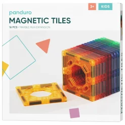 Panduro Hobby Magnetic Tiles Expansion, 16 fyrkantiga magnetiska brickor med åttakantiga hål | Barn Magnetleksaker