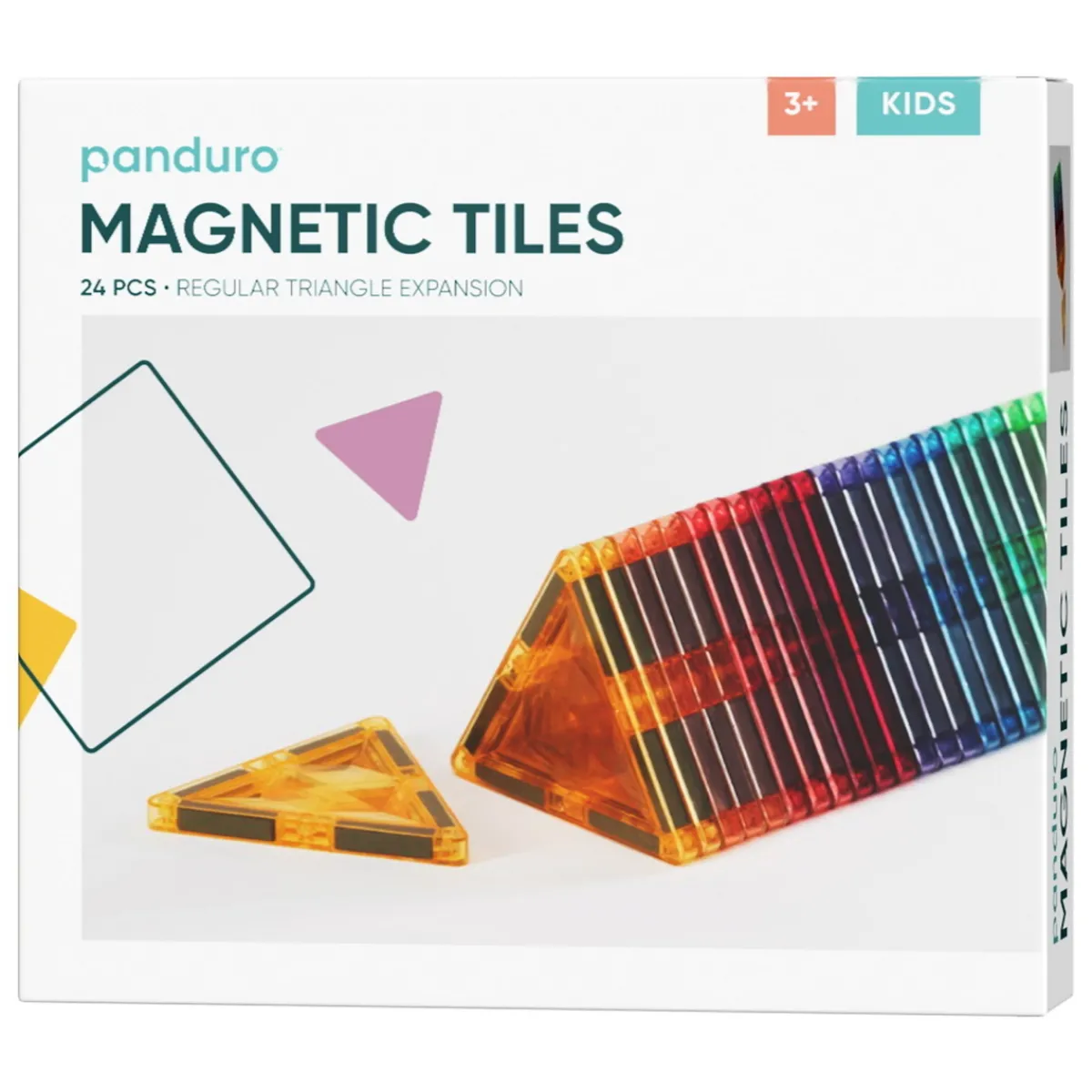 Panduro Hobby Magnetic Tiles Expansion, 24 triangelformade magnetiska brickor | Barn Magnetleksaker
