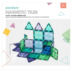 Barn Panduro Hobby Magnetic Tiles Glitter & Mirrors, 20 glittriga magnetiska brickor och speglar