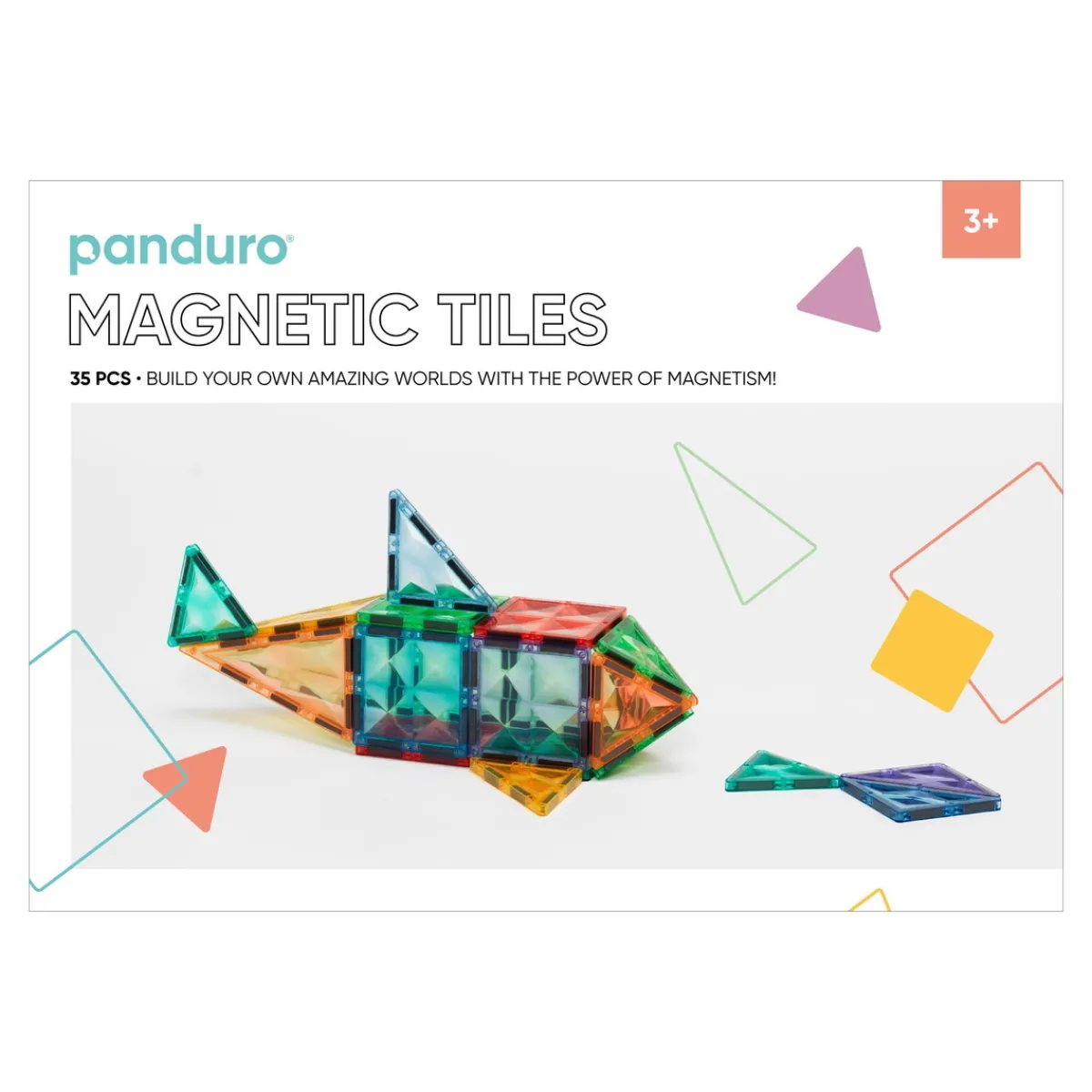 Panduro Hobby Magnetic Tiles Start-kit, 35 magnetiska brickor i olika former | Barn Magnetleksaker