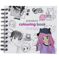Panduro Hobby Manga målarbok – 15×15 cm, 64 enkelsidigt tryckta ark, 120 g/m²