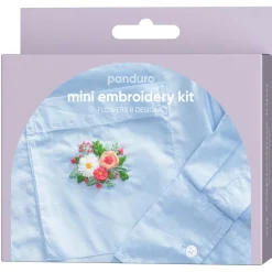 Panduro Hobby Mini broderikit blommor – allt för att brodera 8 olika blommor på dina kläder | Broderikit