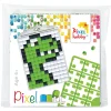 Barn Pixel Hobby Mini-kit pixelhobby dinosaur – med nyckelring 30×40 mm & 3×144 pixlar
