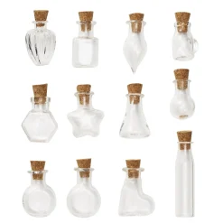 Panduro Hobby Mix med glasflaskor vialer med kork 12 st. i varierande storlekar | Glas & Porslin