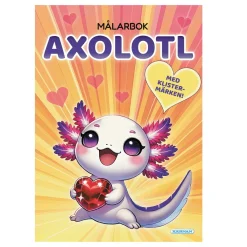 Kärnan Målarbok Axolotl A4 (210×297 mm), 24 sidor + söta klistermärken | Barn Målar- & Pysselböcker