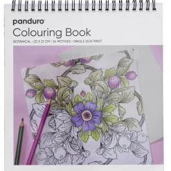 Panduro Hobby Målarbok Botanik & Blommor, spiralbunden, 20×21 cm, 24 motiv, 120 g/m² | Målarböcker För Vuxna