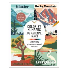 Oklassificerat Målarbok Color by Numbers US National Parks, 40 motiv, 21,6×28 cm | Målarböcker För Vuxna