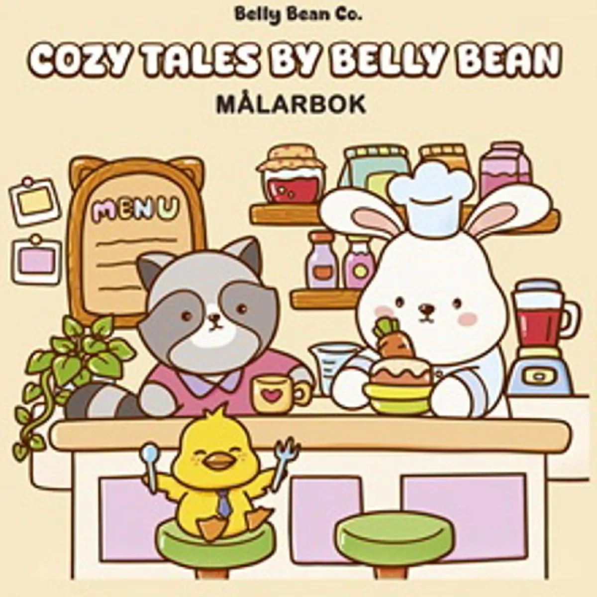 Oklassificerat Målarbok Cozy Tales by Belly Bean, färglägg 40 jättesöta motiv! 25,4×25,4 cm