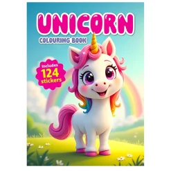 Keesing Målarbok Unicorn 21×29,7 cm, 36 sidor med söta enhörningar! +124 stickers | Barn Målar- & Pysselböcker