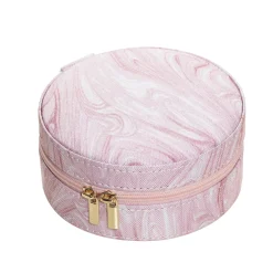 Panduro Jewellery Mönstrat rosa smyckeskrin, Ø11,5 cm, höjd 5,5 cm. | Smyckeskrin