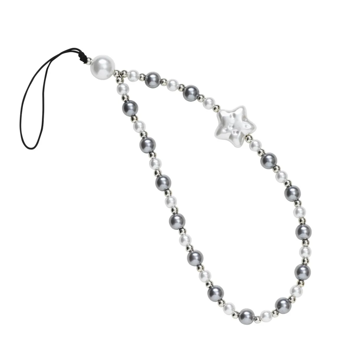 Panduro Jewellery Mobilkedja, mobilrem 17 cm – pärlor i 3 olika färger och en stor stjärna | Stommar