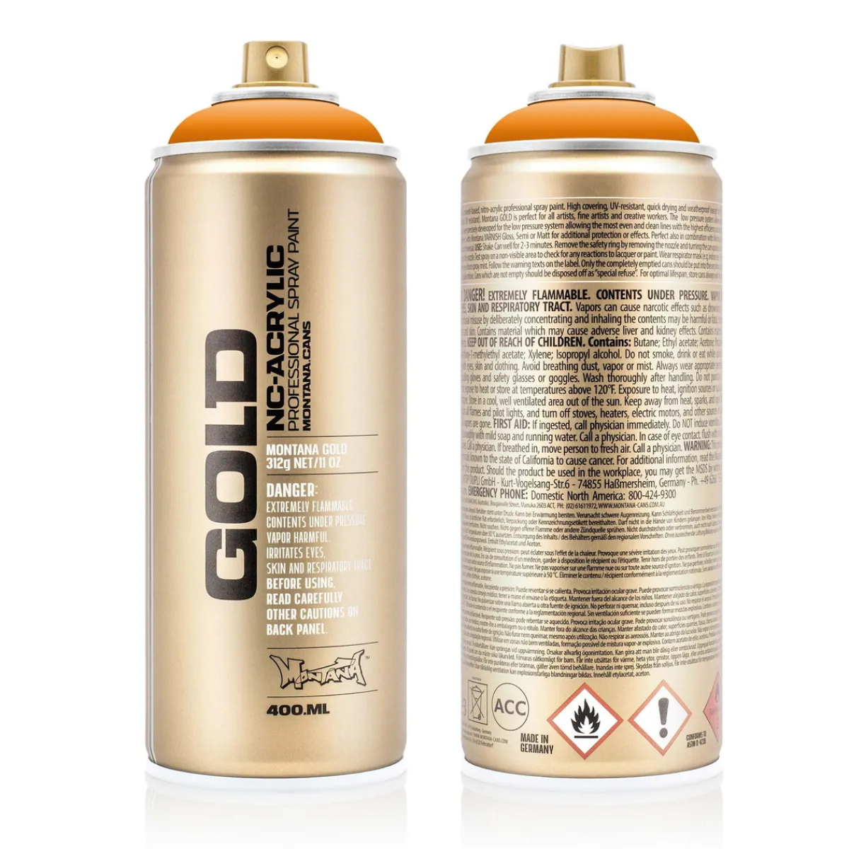 MONTANA Gold sprayfärg 400 ml - Shock 2000 Orange Light