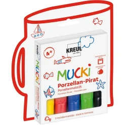 Barn Kreul Mucki porslinspennor i roligt pirat-tema, 5-pack