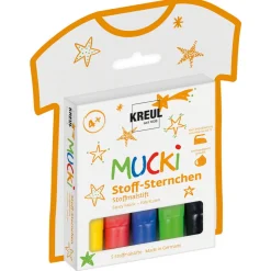 Kreul Mucki textilpennor stjärnor, 5-pack | Barn Barnpennor
