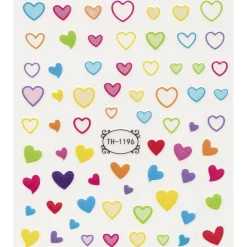 Panduro Hobby Nagelstickers söta hjärtan i olika färger. 1 ark nail stickers à 8,5×10 cm | Barn Ansikts- Och Nageldekor