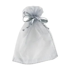 Panduro Hobby Organzapåsar presentpåsar av organza 10-pack, transparent silver 9×11,5 cm