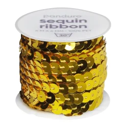 Panduro Hobby Paljettband guld, 4 m snöre med massor av paljetter som är Ø6 mm | Glitter- & Ståltrådsband