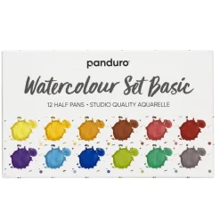 Panduro Hobby Panduro akvarellfärg set Basic 12 – starka & livliga akvarellfärger i halvkoppar