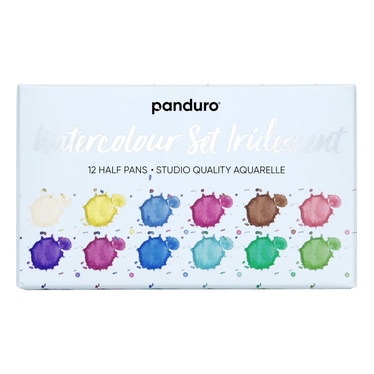 Panduro Hobby Panduro akvarellfärg Set Iridescent 12 – iriserande & livliga akvarellfärger i halvkoppar