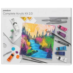 Panduro Acrylic Panduros kompletta akrylkit 2.0 – 24 tuber färg à 30 ml, 2 canvaser, 5 penslar + tillbehör | Akrylfärger