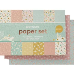 Panduro Hobby Pappersset med designark 16,5×11,5 cm, vårtema & vårfärger, 24 ark, 230 g/m² | Designblock