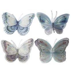 Panduro Hobby 4 pastellfärgade dekorationsfjärilar med guldglitter 12,5×9 cm | Fjärilar