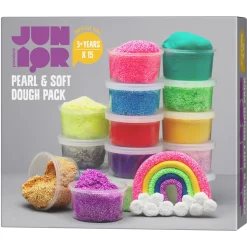 Panduro Dough Pearl & Soft Dough Pack – 15 färgstarka leror à 28 gram | Barn Lufttorkande Lera