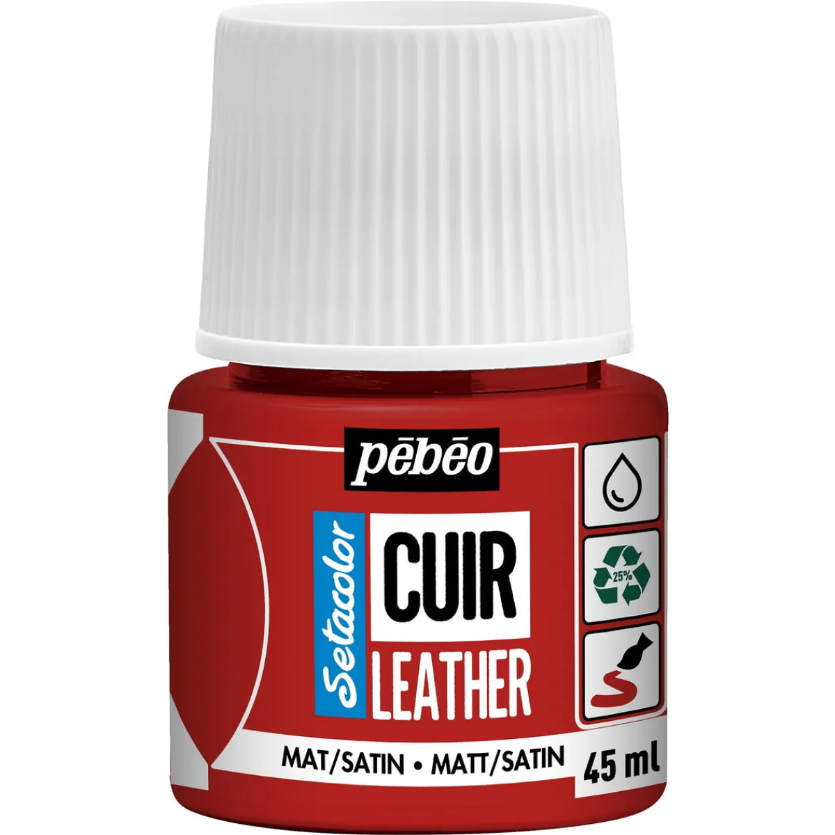 Pebeo Cuir Leather 45 ml läderfärg, färgar även PU läder – Gul, matt satin-finish