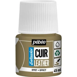 Pebeo Cuir Leather 45 ml läderfärg, färgar även PU läder – Guld, metallic