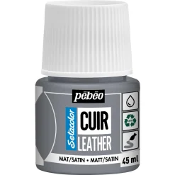 Pebeo Cuir Leather 45 ml läderfärg, färgar även PU läder – Grå, matt satin-finish | Läderfärger