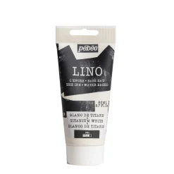 Pebeo Lino Ink 80 ml, vattenbaserad linoleumfärg – Titanium White | Linoleumfärg