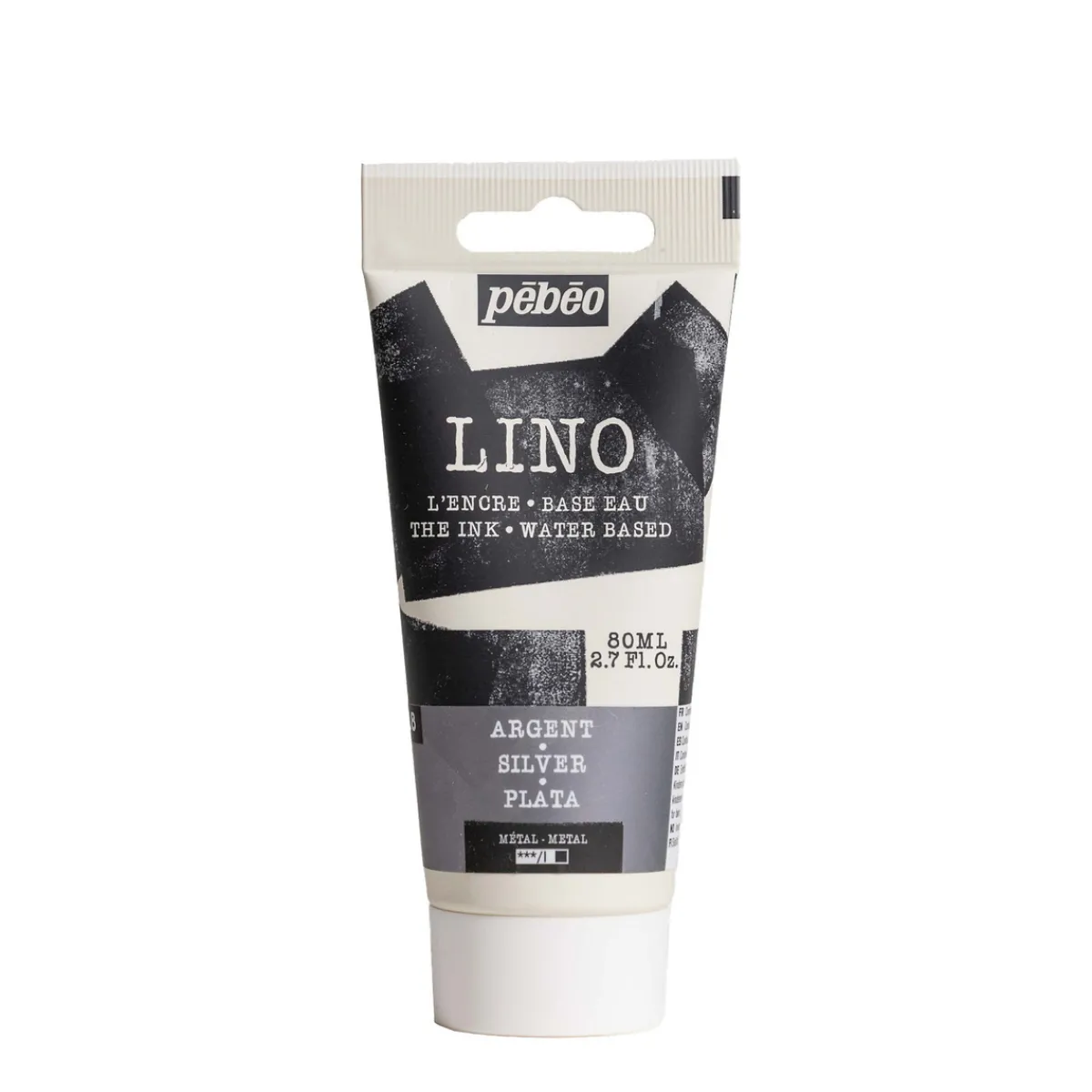 Pebeo Lino Ink 80 ml, vattenbaserad linoleumfärg – Silver | Linoleumfärg