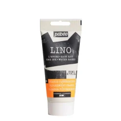 Pebeo Lino Ink 80 ml, vattenbaserad linoleumfärg – Fluorescent Orange | Linoleumfärg