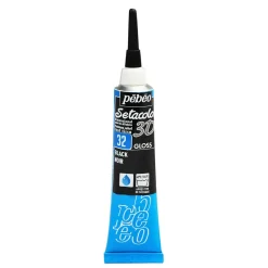 Pebeo Setacolor 20 ml textilfärg 3D Liner Gloss Black – högblank svart relief-färg | Textilfärger