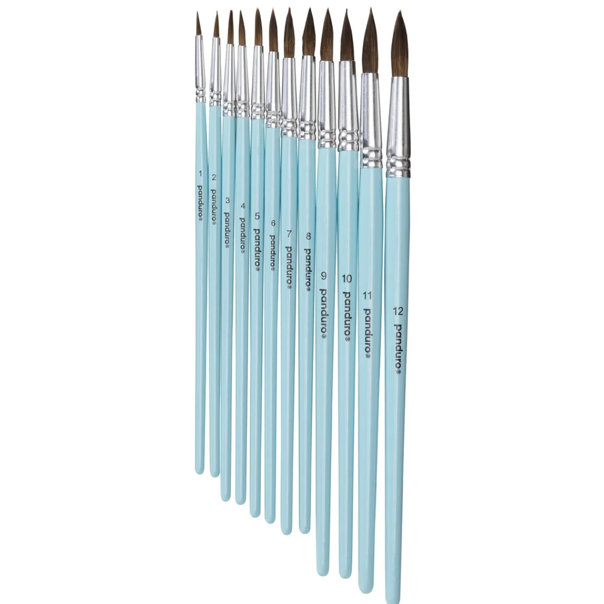 Panduro Hobby Penselset akvarellpenslar med syntetborst 12-pack komplett set, rund #1–12