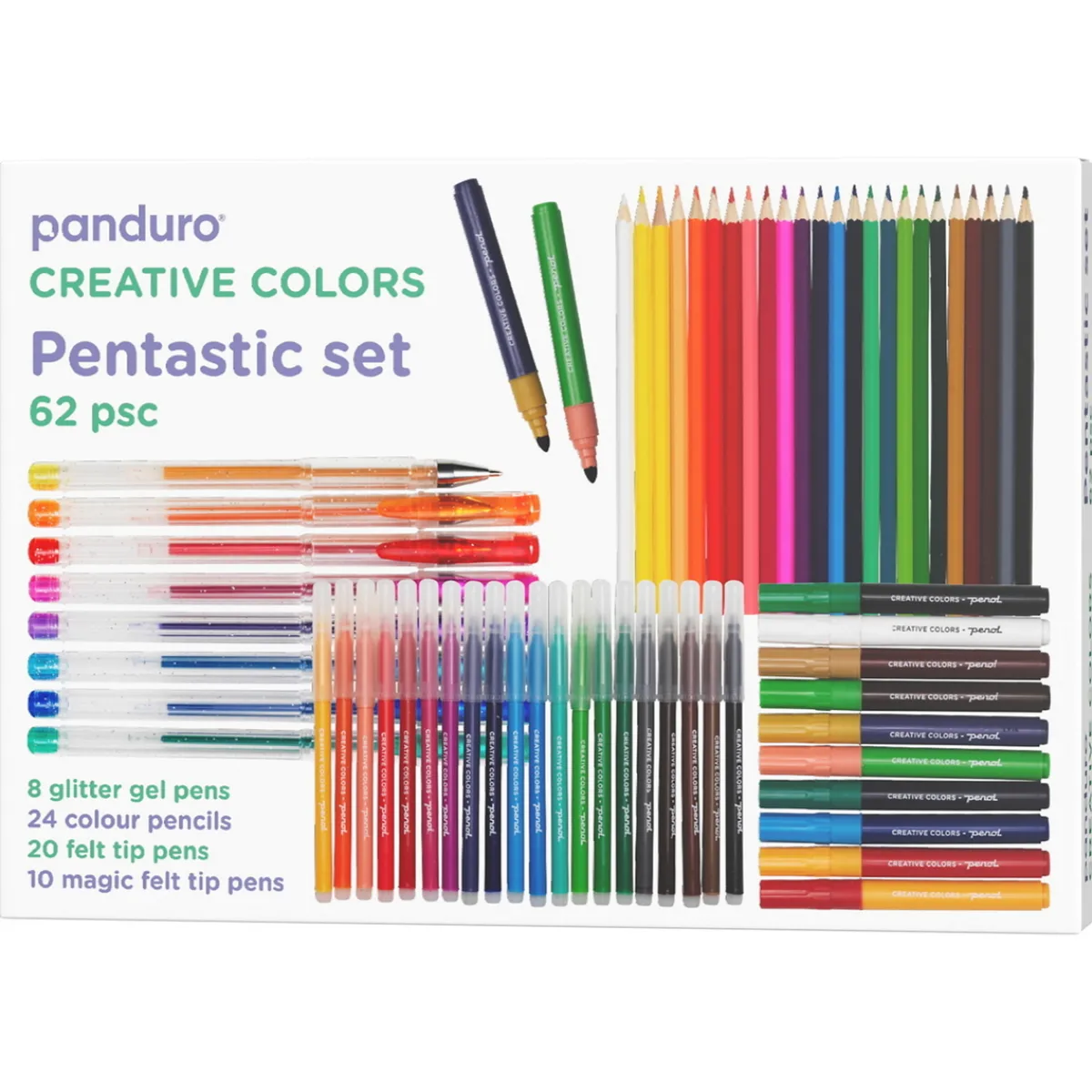 Barn Creative Colors Pentastic set – pennor med 62 roliga & färgglada pennor i 4 olika varianter
