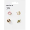 Panduro Hobby Pins, badges, 4 st. guldiga & rosa små mini-broscher med känsla från havet | Övrig Textildekor