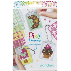 Barn Pixel Hobby Pixelhobby Kit Sweet – 3 nyckelringar à 30×40 mm, 8 pixelplattor och mönsterhäfte