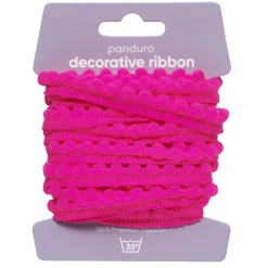 Panduro Hobby Pompom-band dekorband cerise, 4 m långt och 10 mm brett