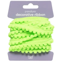 Panduro Hobby Pompom-band dekorband grön, 4 m långt och 10 mm brett | Polyester