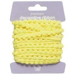 Panduro Hobby Pompom-band dekorband gul, 4 m långt och 10 mm brett | Polyester