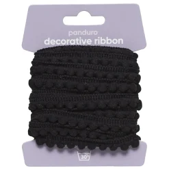 Panduro Hobby Pompom-band dekorband svart, 4 m långt och 10 mm brett | Polyester