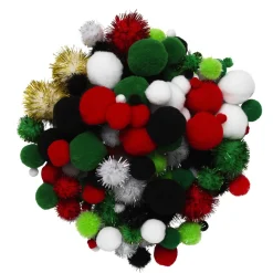 Panduro Hobby Pom Pom mix 150 st julmix – massor av fluffiga pompom-bollar i julens färger | Piprensare & Pompombollar