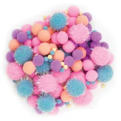 Panduro Hobby Pom Pom mix 150 st pastellfärger – massor av fina fluffiga pompom-bollar!