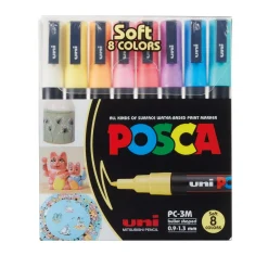 Posca PC-3M Soft colors 8-pack (0,9-1,3 mm) | Tuschpennor & Markers