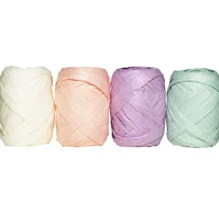 Panduro Hobby Presentband 4-pack av papper med textur, 4 matta pastellfärger, 4×10 meter, 5 mm brett | Presentband