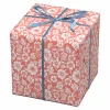 Panduro Design Presentpapper på rulle 10 m × 57 cm – korallrosa med vita blomstermotiv | Present- & Julklappspapper